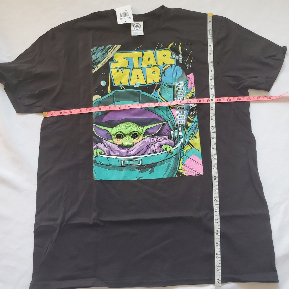 STAR WARS MANDALORIAN Retro Neon Graphic Tee Shirt - Picture 5 of 7